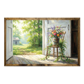Timberland Frame Oil Painting - Floral  Metal Can In Barn