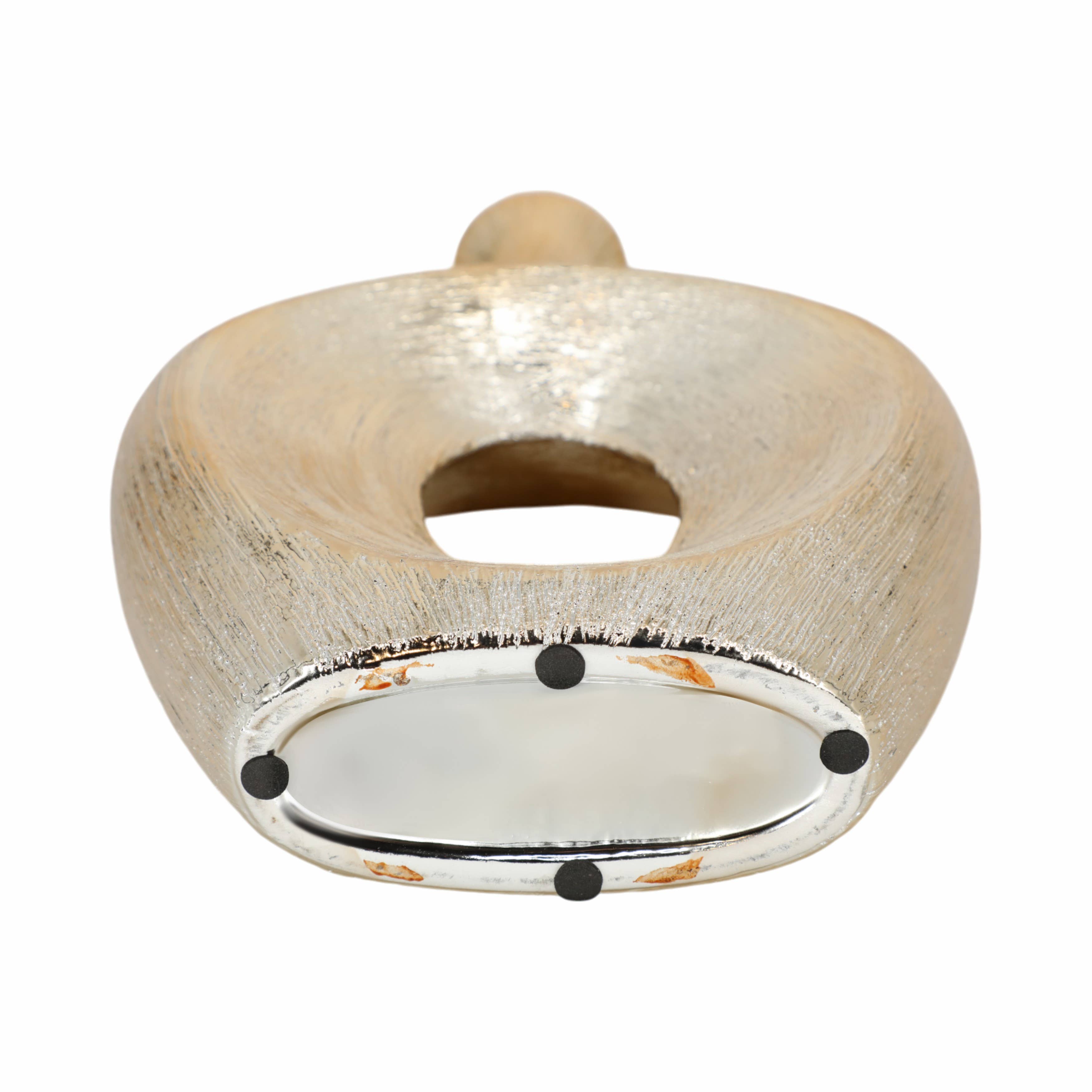 Vase - Gold Ceramic Scratched Oval Cut-Out, 13 in.
