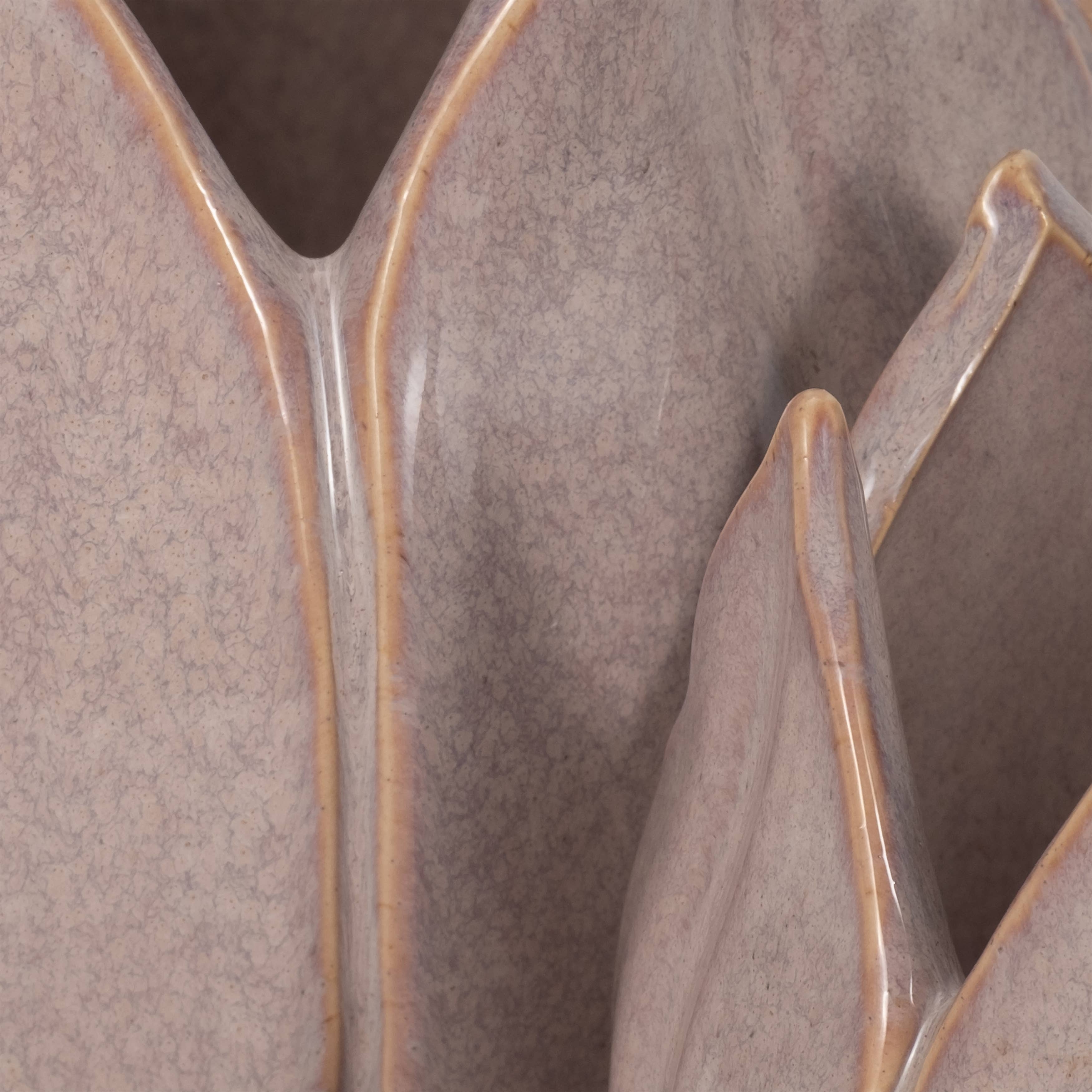 Planters Set of 2 - Purple Ceramic Sculpted Petal, 5/8 in.