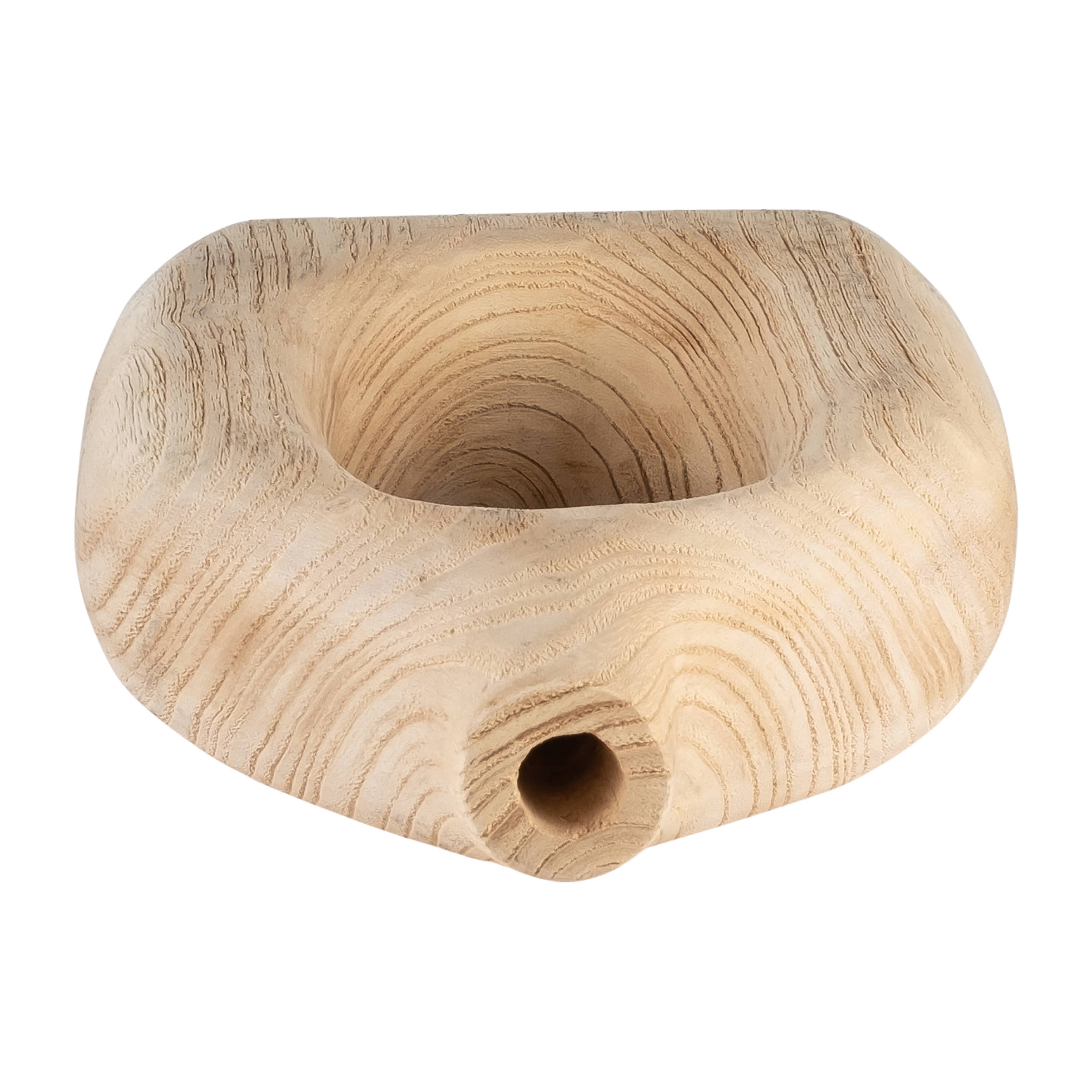 Wood Decorative Vase with Openwork Design - Brown, 14 in.