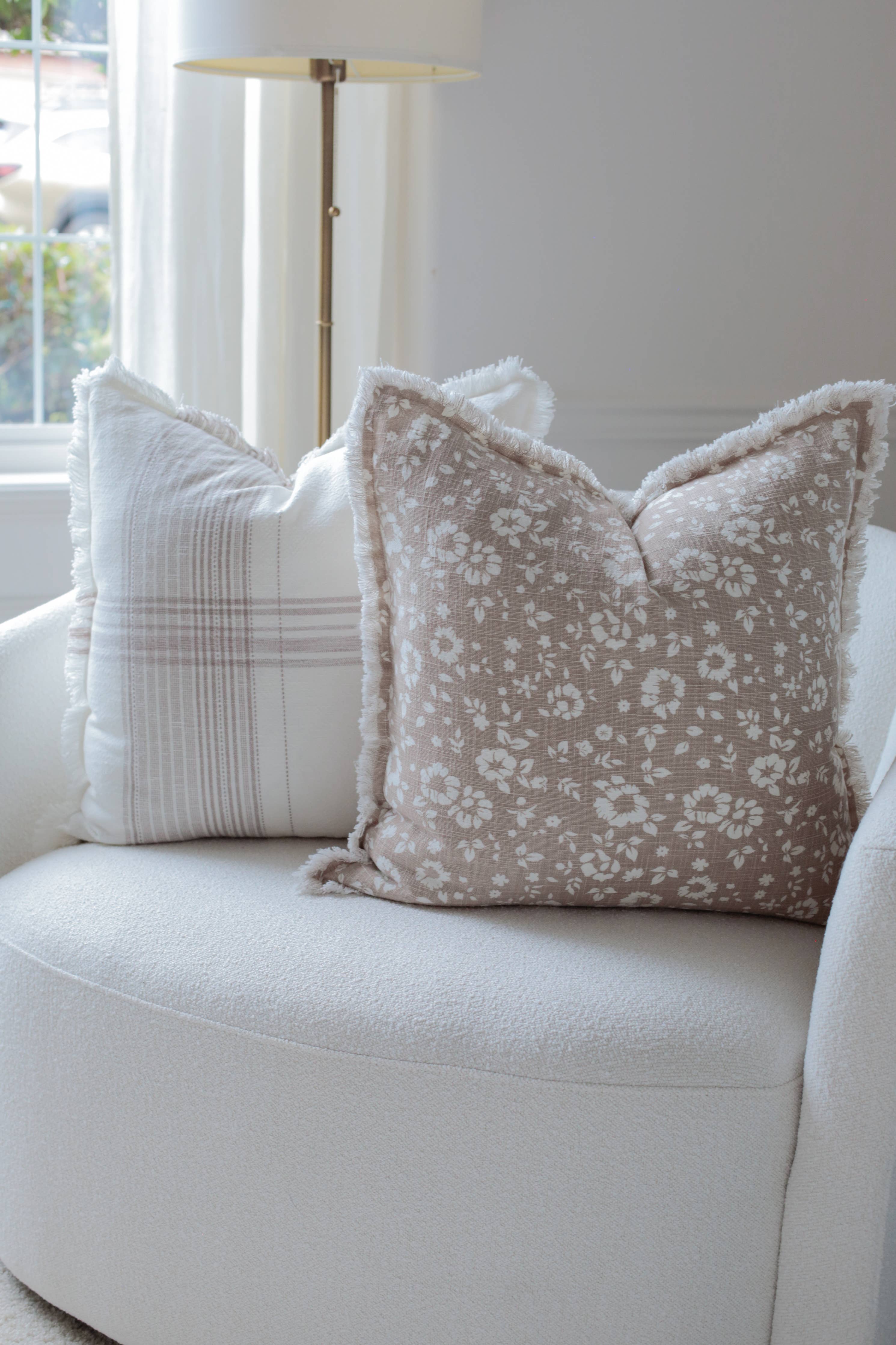 Floral Fringe Pillow Cover