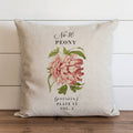 Peony Botanical Pillow Cover