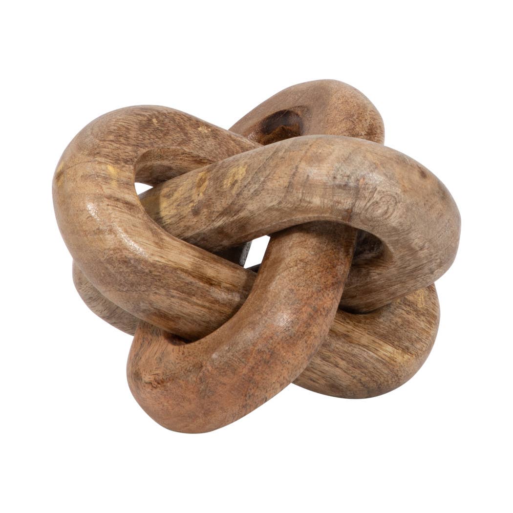 Decorative Figurine - Brown Wood Interlocking Knot, 6 in.