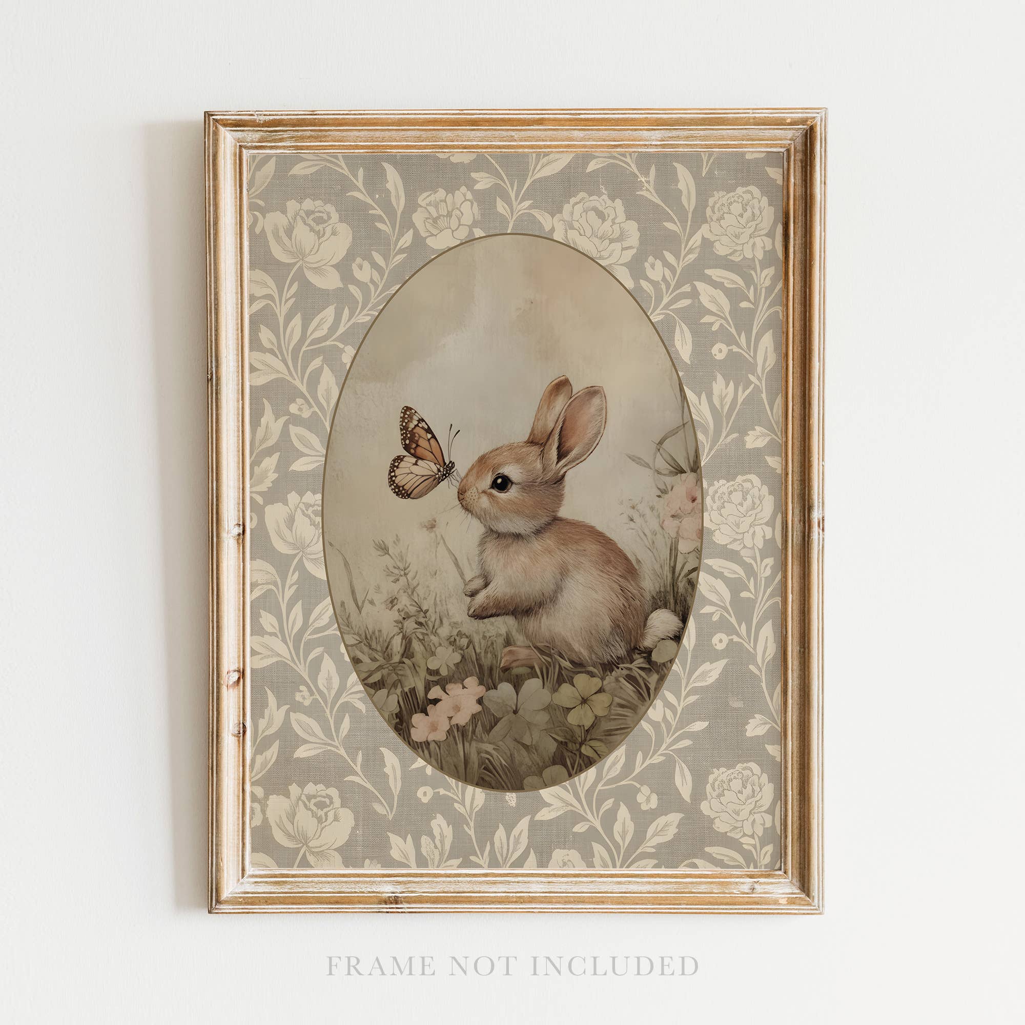 Easter Bunny Vintage Art Print , Spring Canvas, Gift Decor