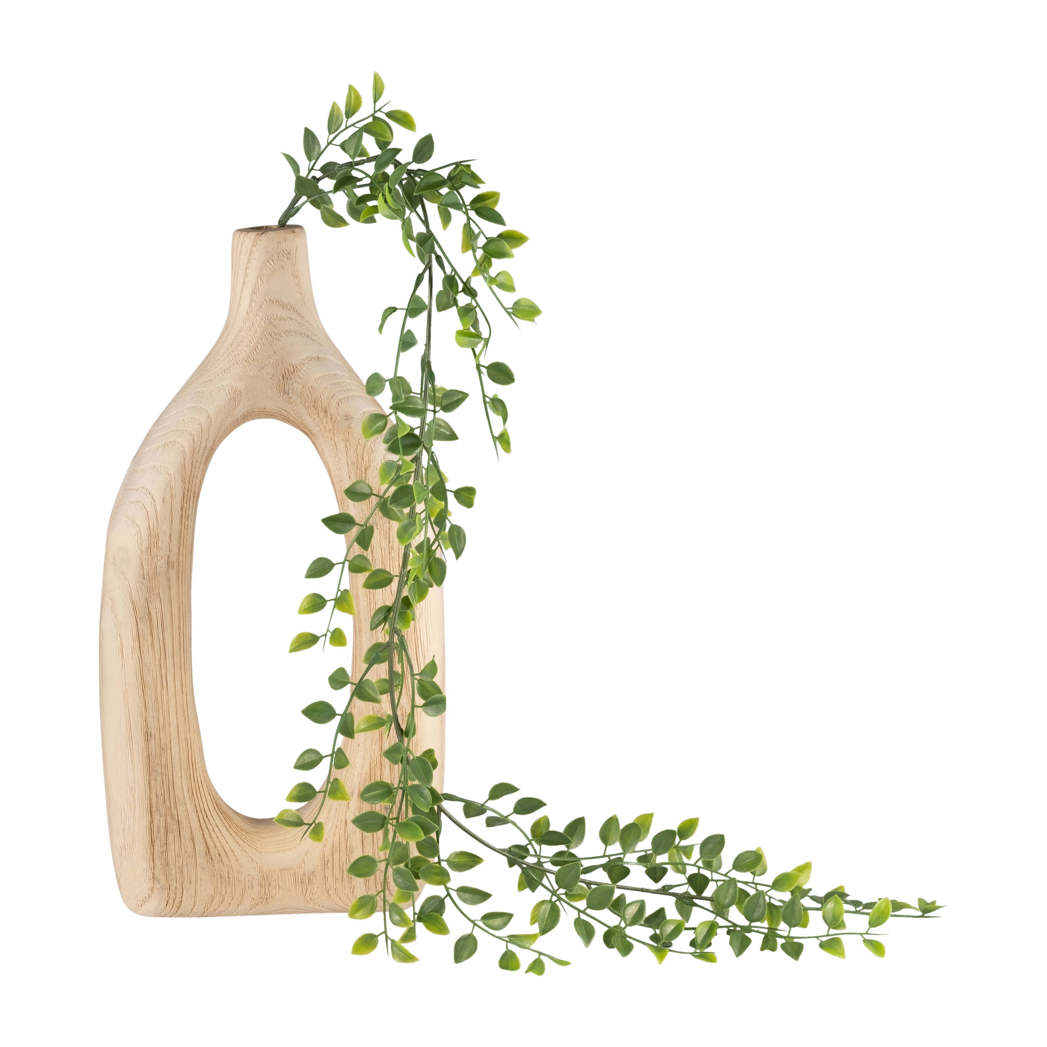 Wood Decorative Vase with Openwork Design - Brown, 14 in.