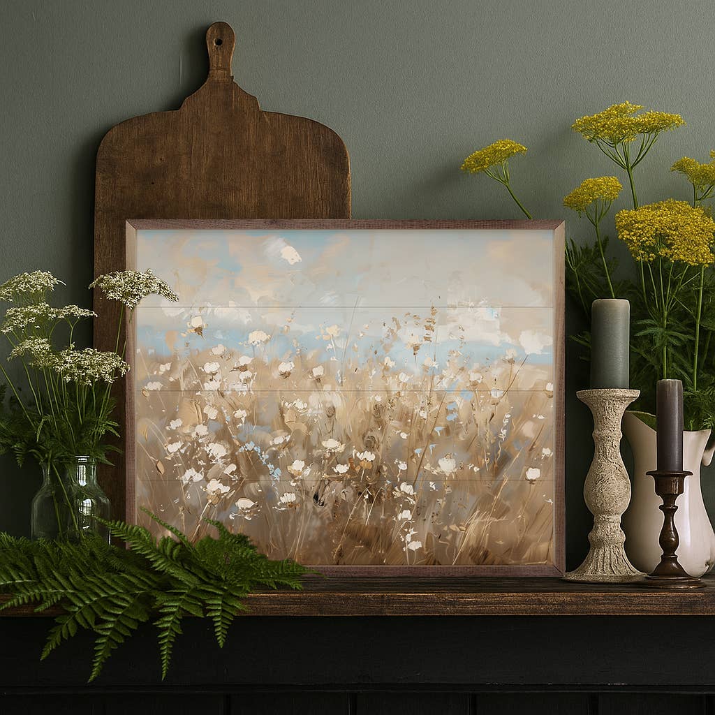 Abstract White Flower Field 2 By Nini Art