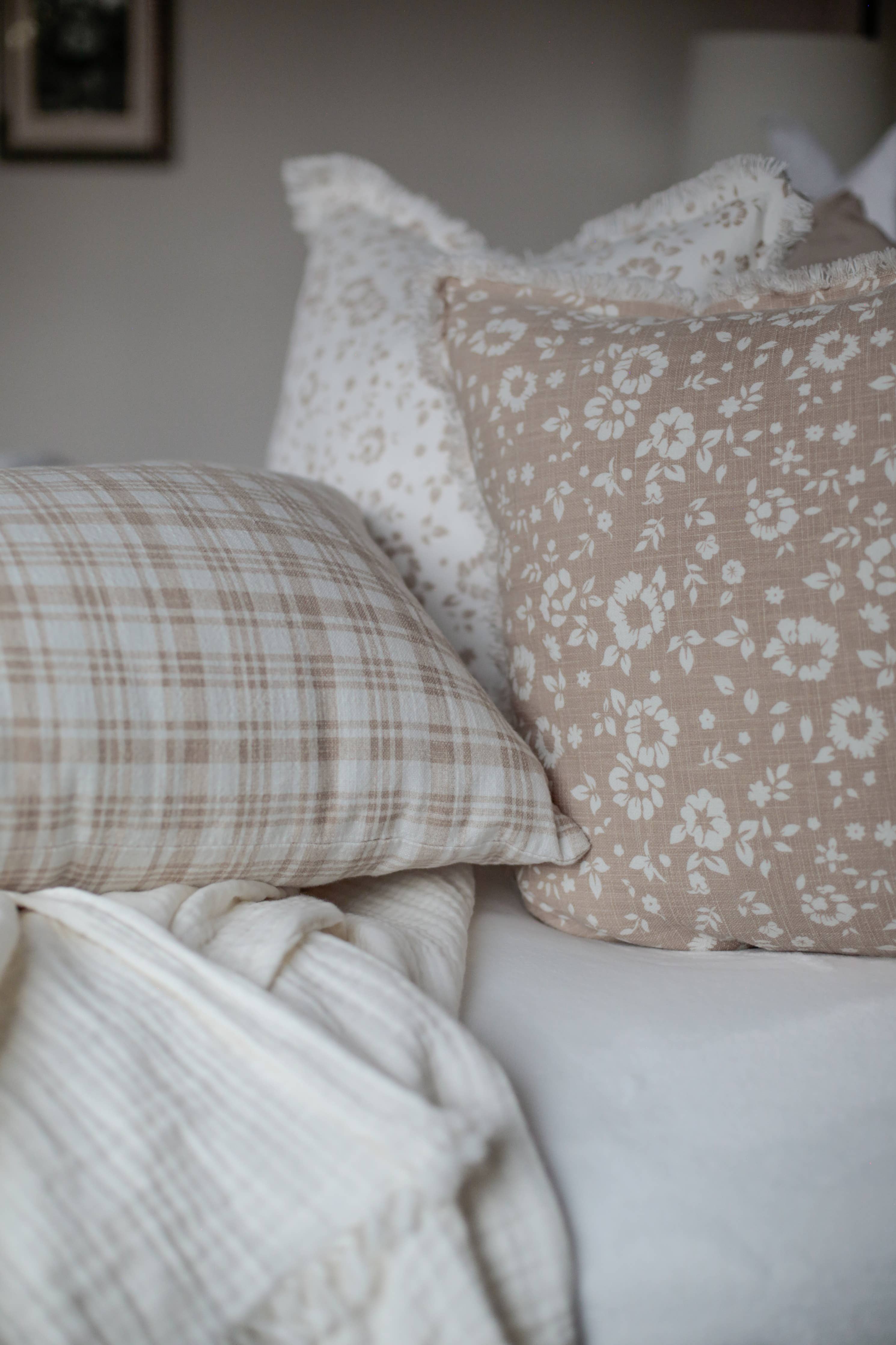 Floral Fringe Pillow Cover