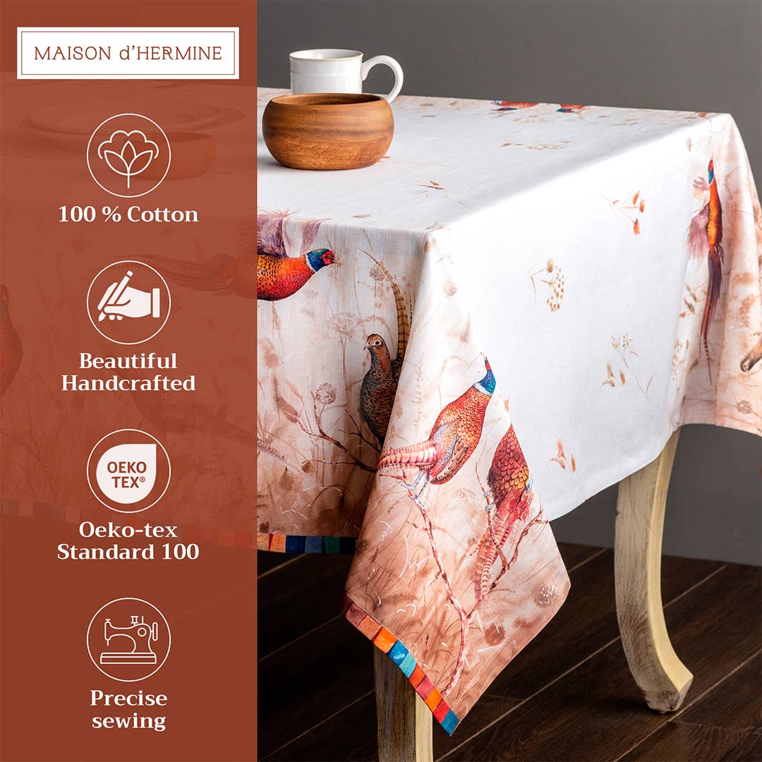 Tablecloths 100% Cotton - 3 Shapes - Faisan D'Automne