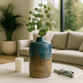 Ceramic Round Two-Tone Flower Vase - Blue/Ivory, 14 in.