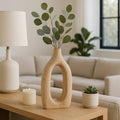 Wood Decorative Vase with Openwork Design - Brown, 14 in.