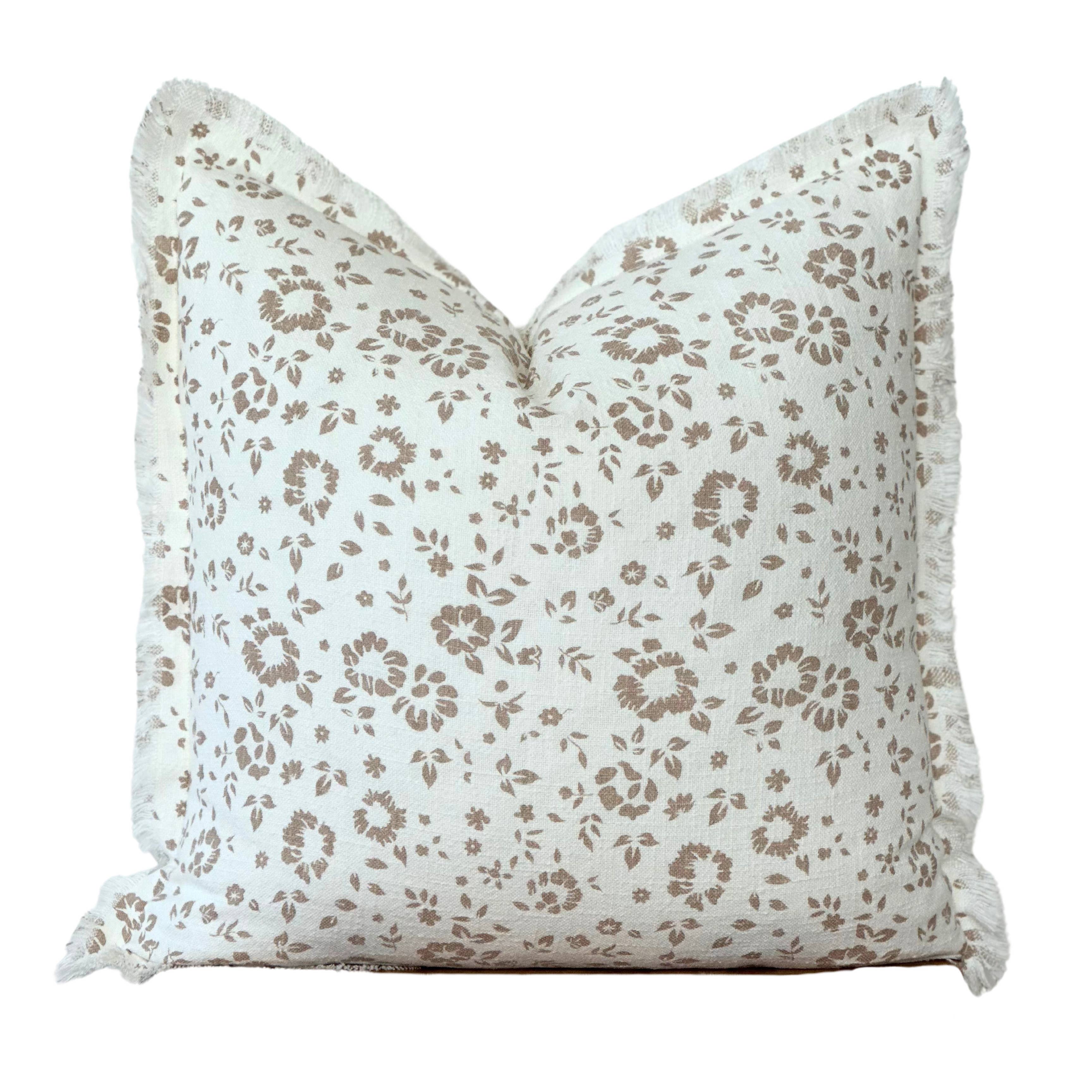 Floral Fringe Pillow Cover