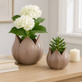 Planters Set of 2 - Purple Ceramic Sculpted Petal, 5/8 in.