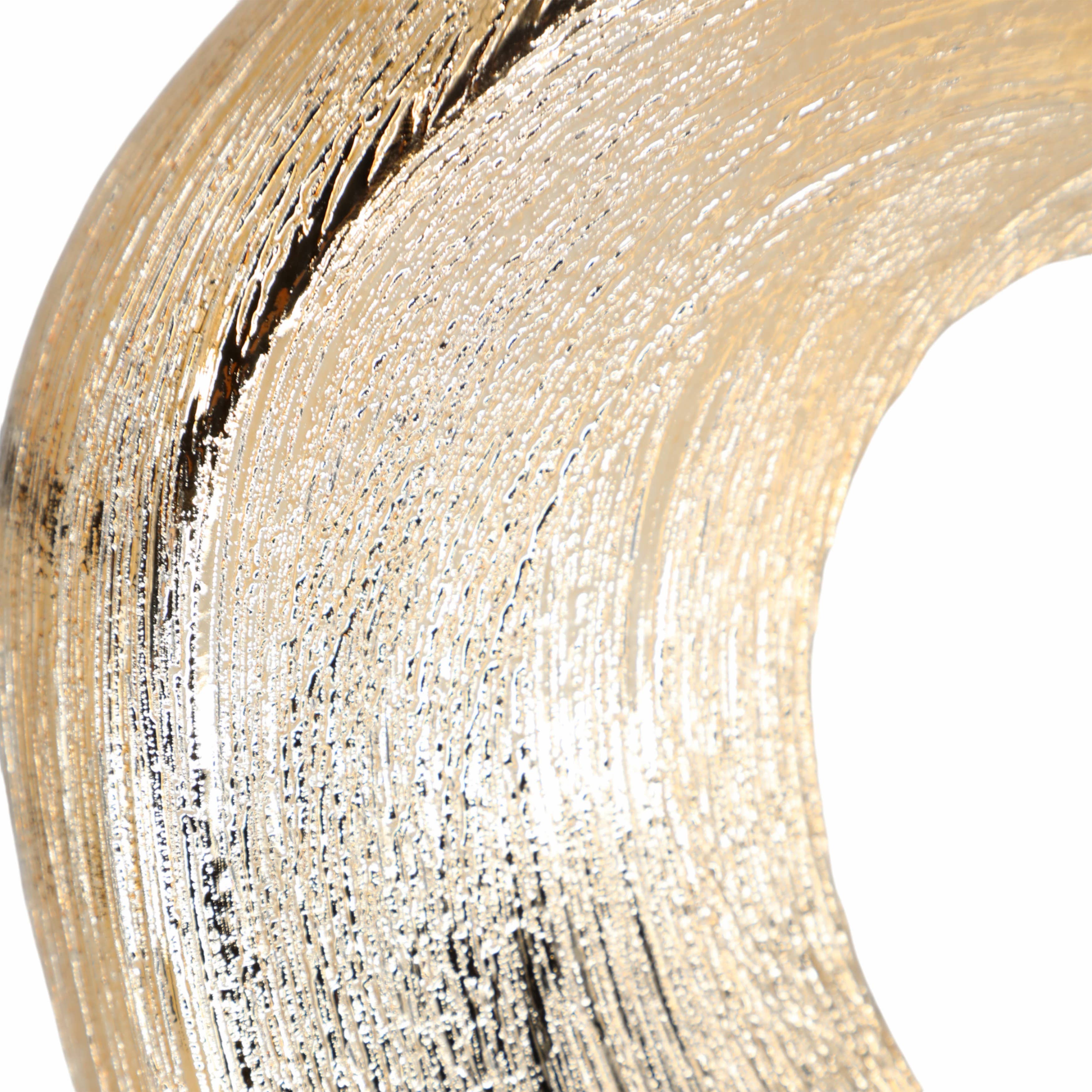 Vase - Gold Ceramic Scratched Oval Cut-Out, 13 in.