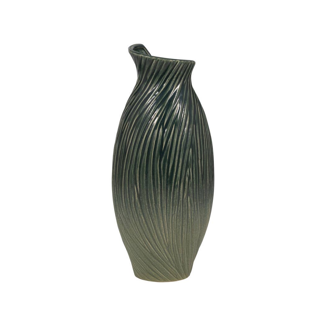 Ceramic Stylish Rubpert Contemporary Vase - Green, 16 in.