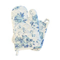 Blue Rose Cotton Oven Mitt & Potholder Set
