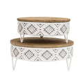 2/Set, Aztec White Metal & Wood Risers