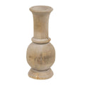Wooden vase with a cylindrical design on a white background