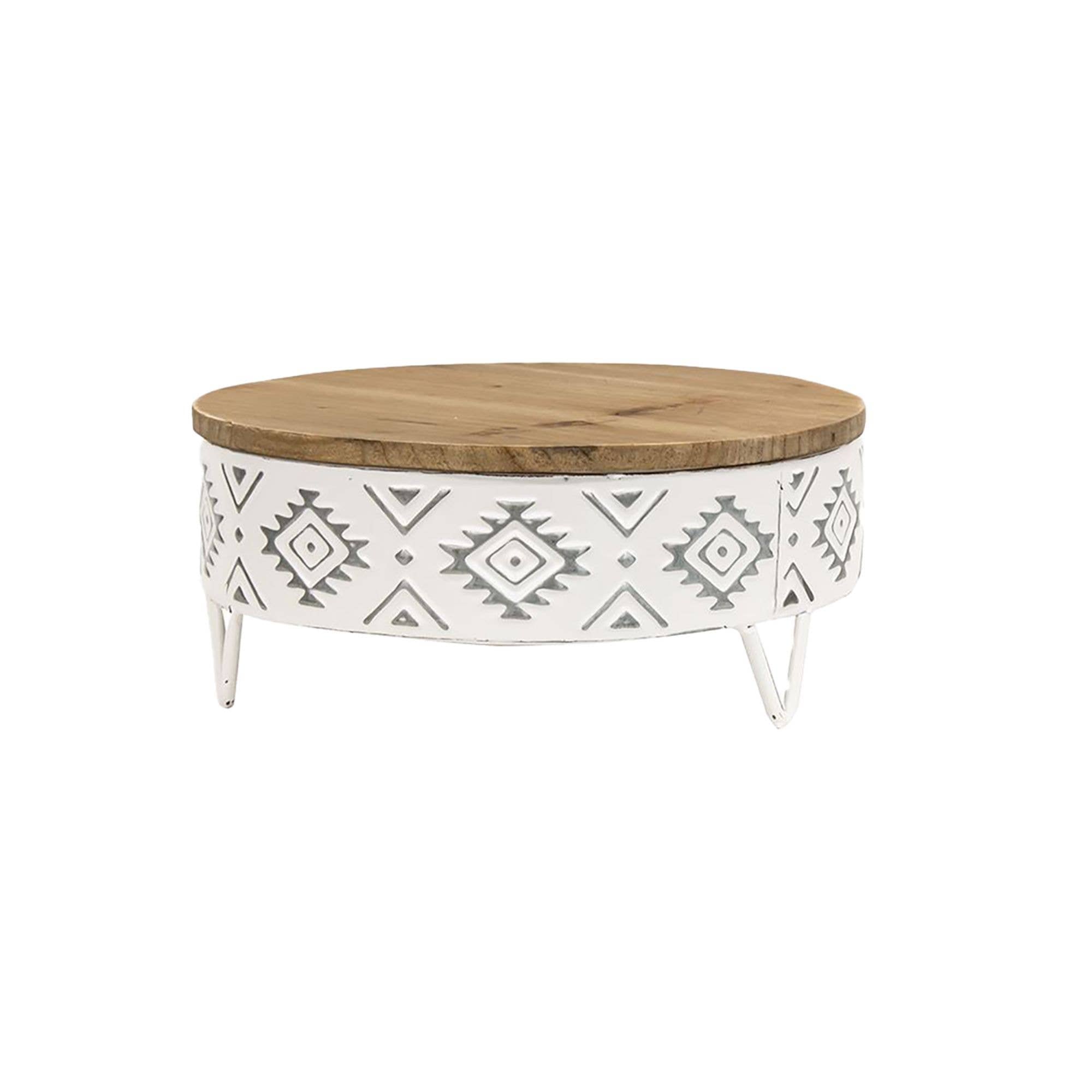 2/Set, Aztec White Metal & Wood Risers
