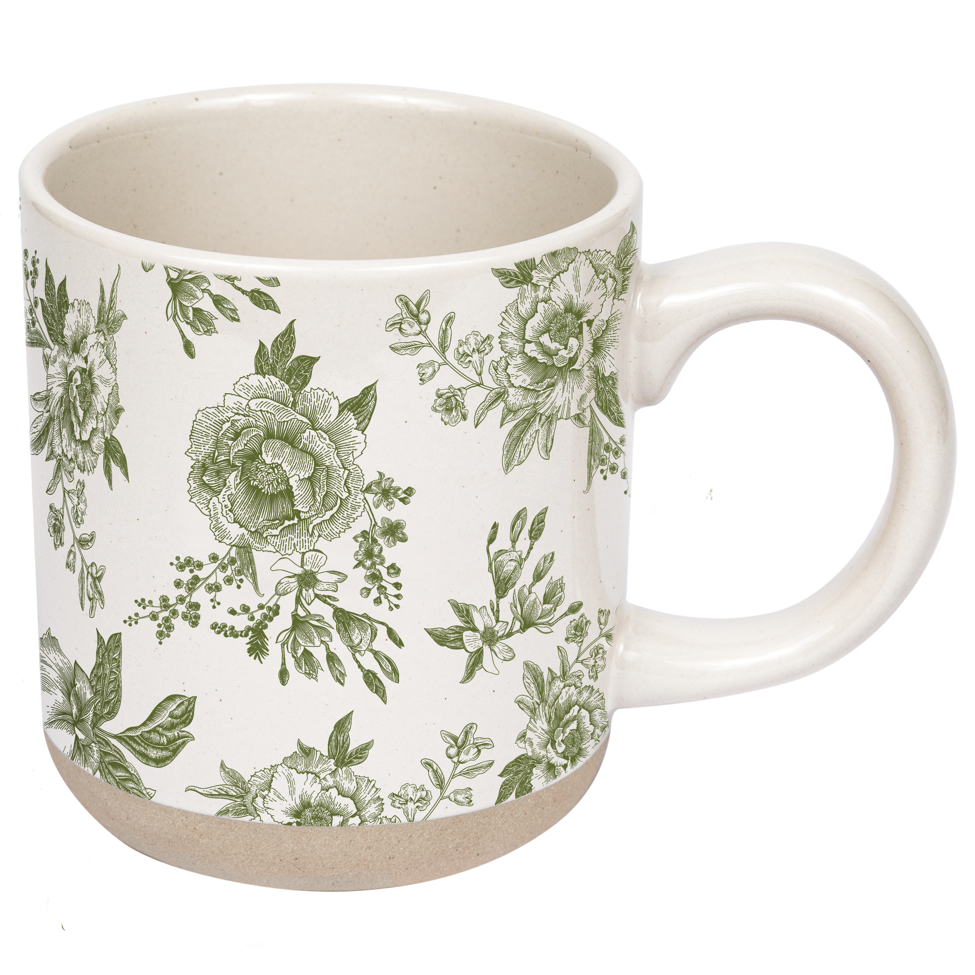 Green Delft Stoneware Coffee Mug - Spring Home Decor