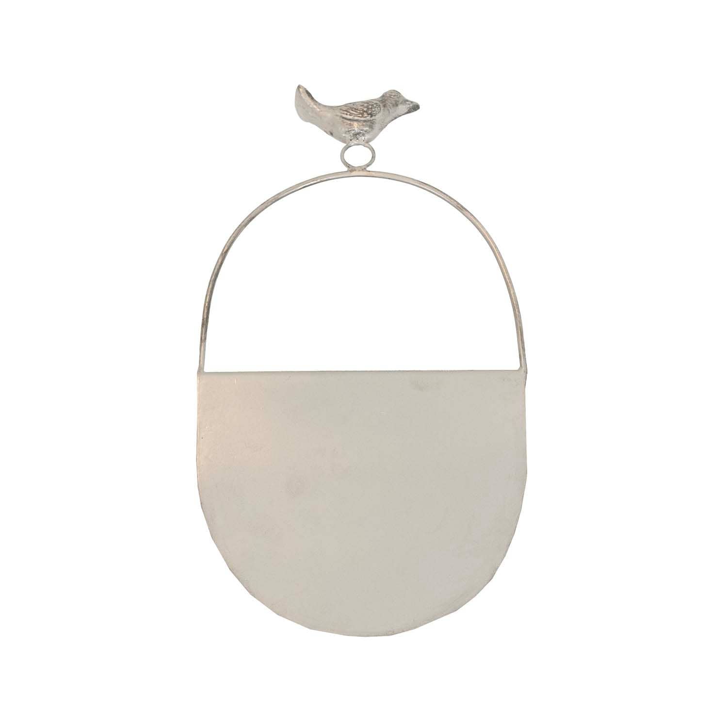 Pearl Bird Accent Wall Pocket Silver Metal