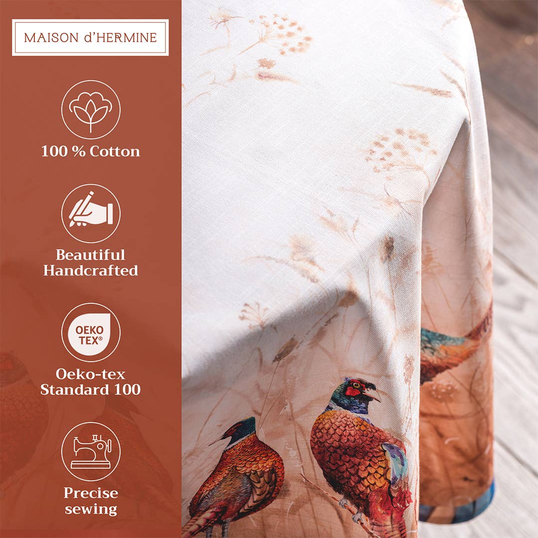 Tablecloths 100% Cotton - 3 Shapes - Faisan D'Automne