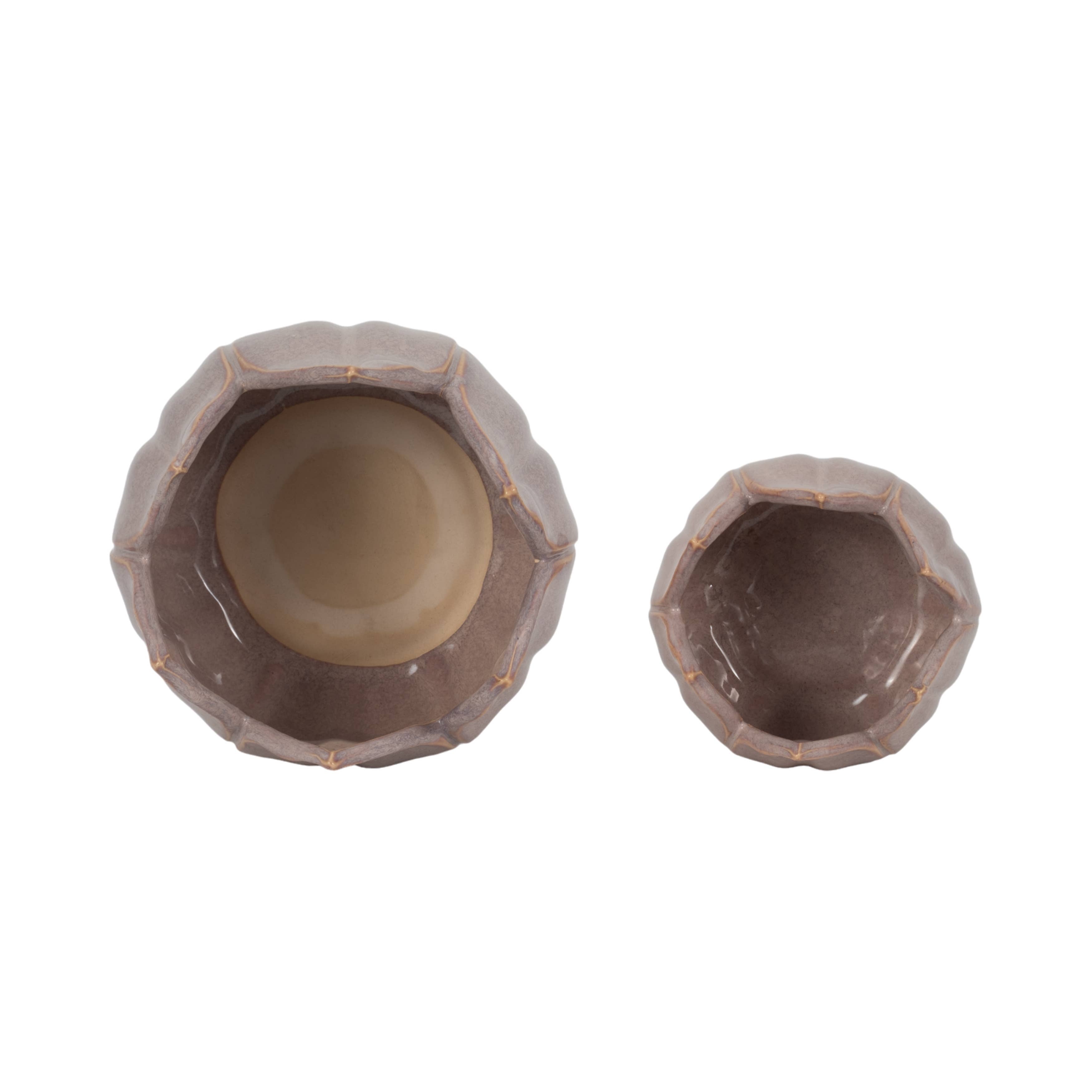 Planters Set of 2 - Purple Ceramic Sculpted Petal, 5/8 in.