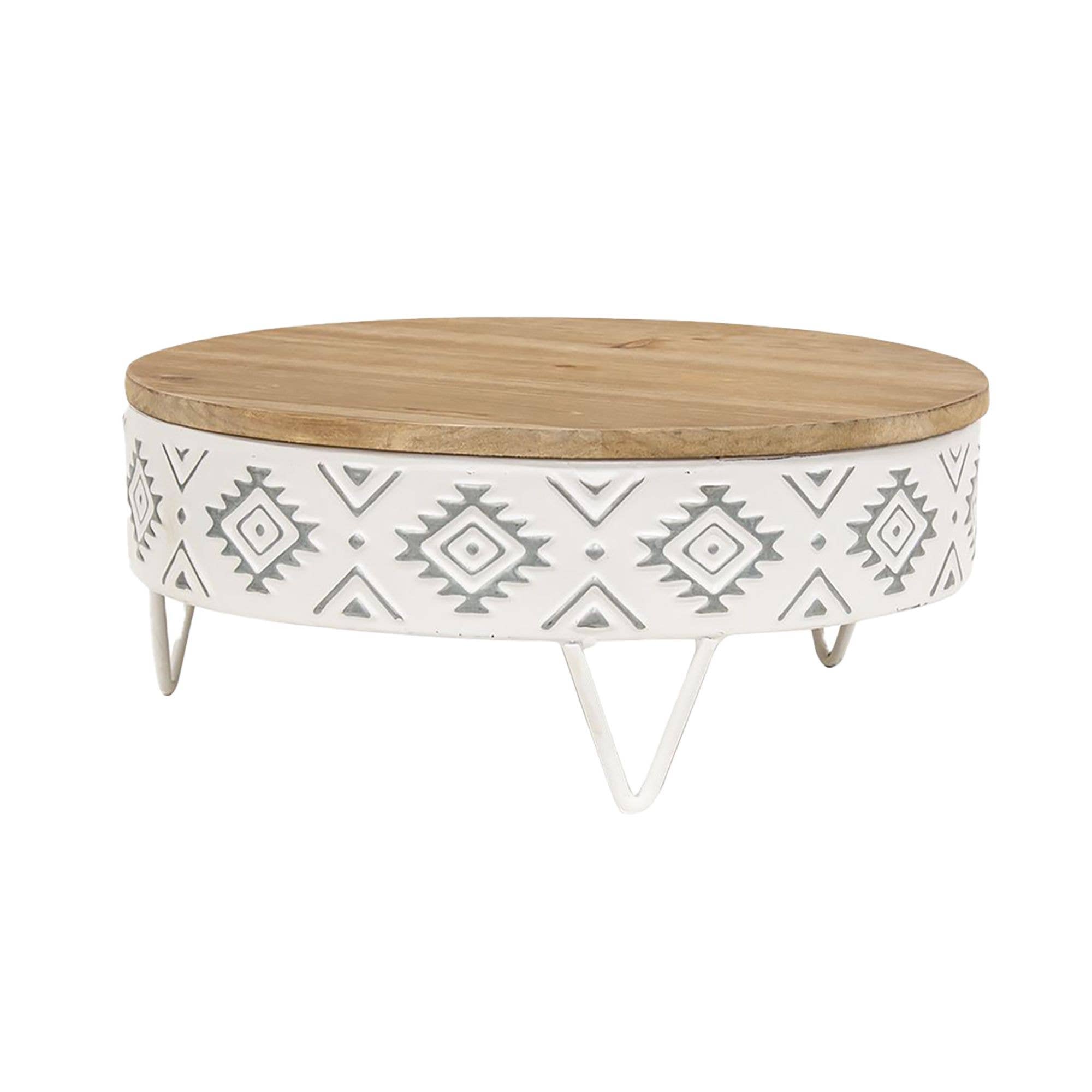 2/Set, Aztec White Metal & Wood Risers