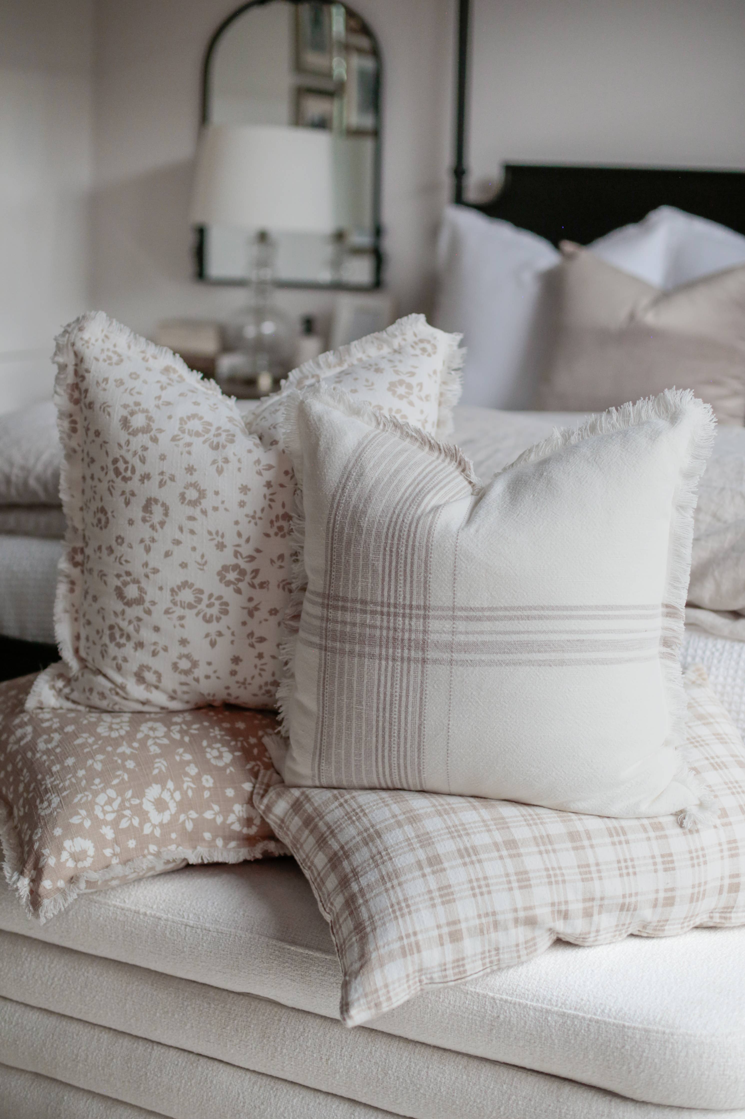 Plaid Fringe Pillow Cover