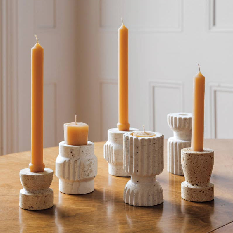Altis Travertine Candle Holder Short