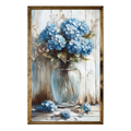 Blue Hydrangea Vase Framed Wood Wall Art