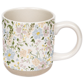 Floral Stoneware Coffee Mug - Spring Home Decor
