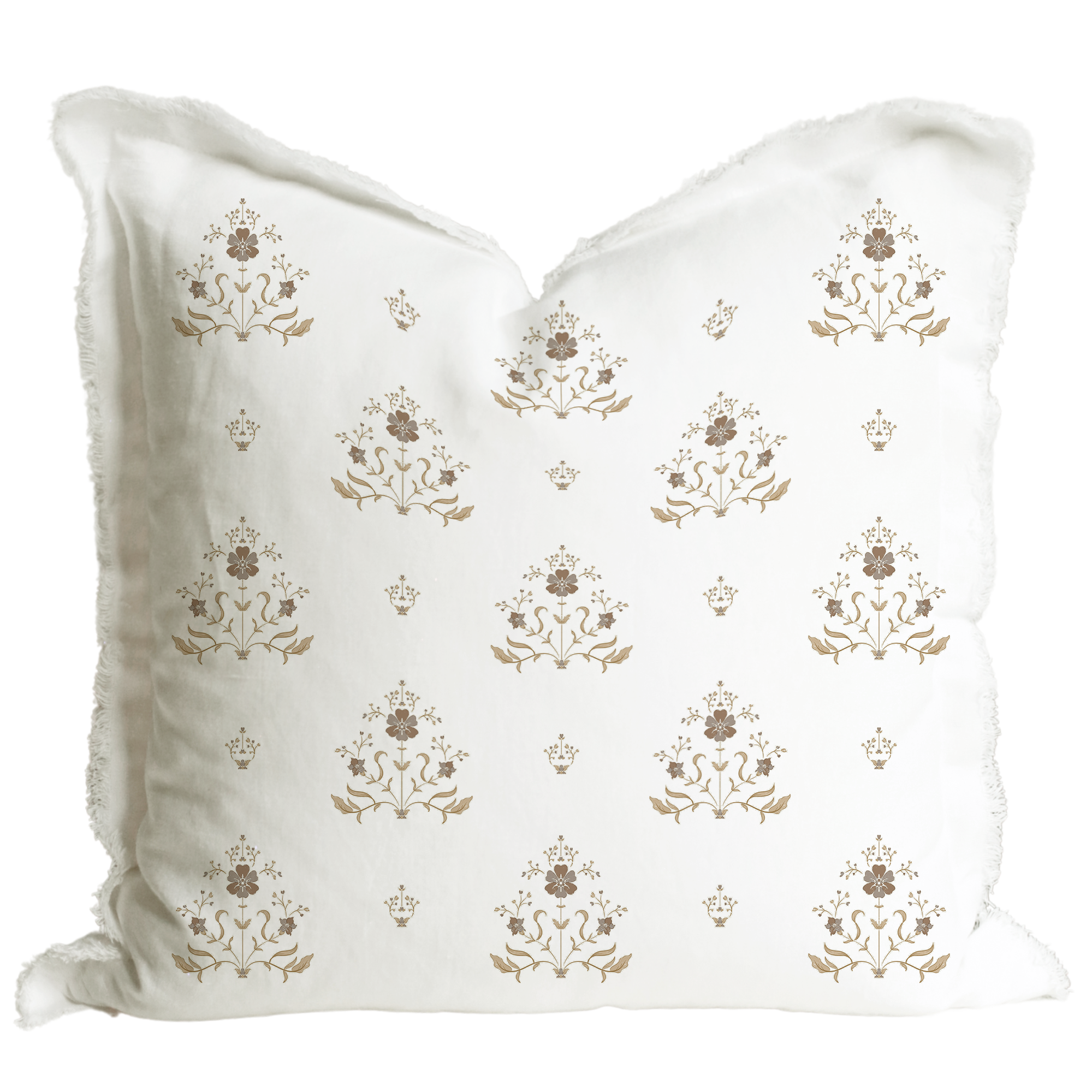 Hand Block Floral Fringe Pillow Cover | Sutton