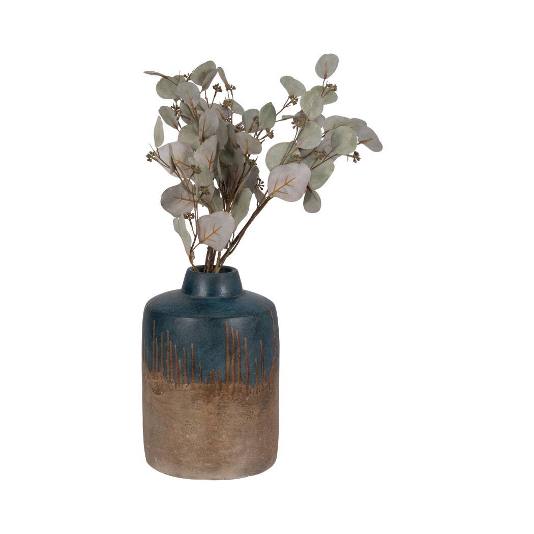 Ceramic Split-Tone Decorative Floral Vase - Blue, 12 in.