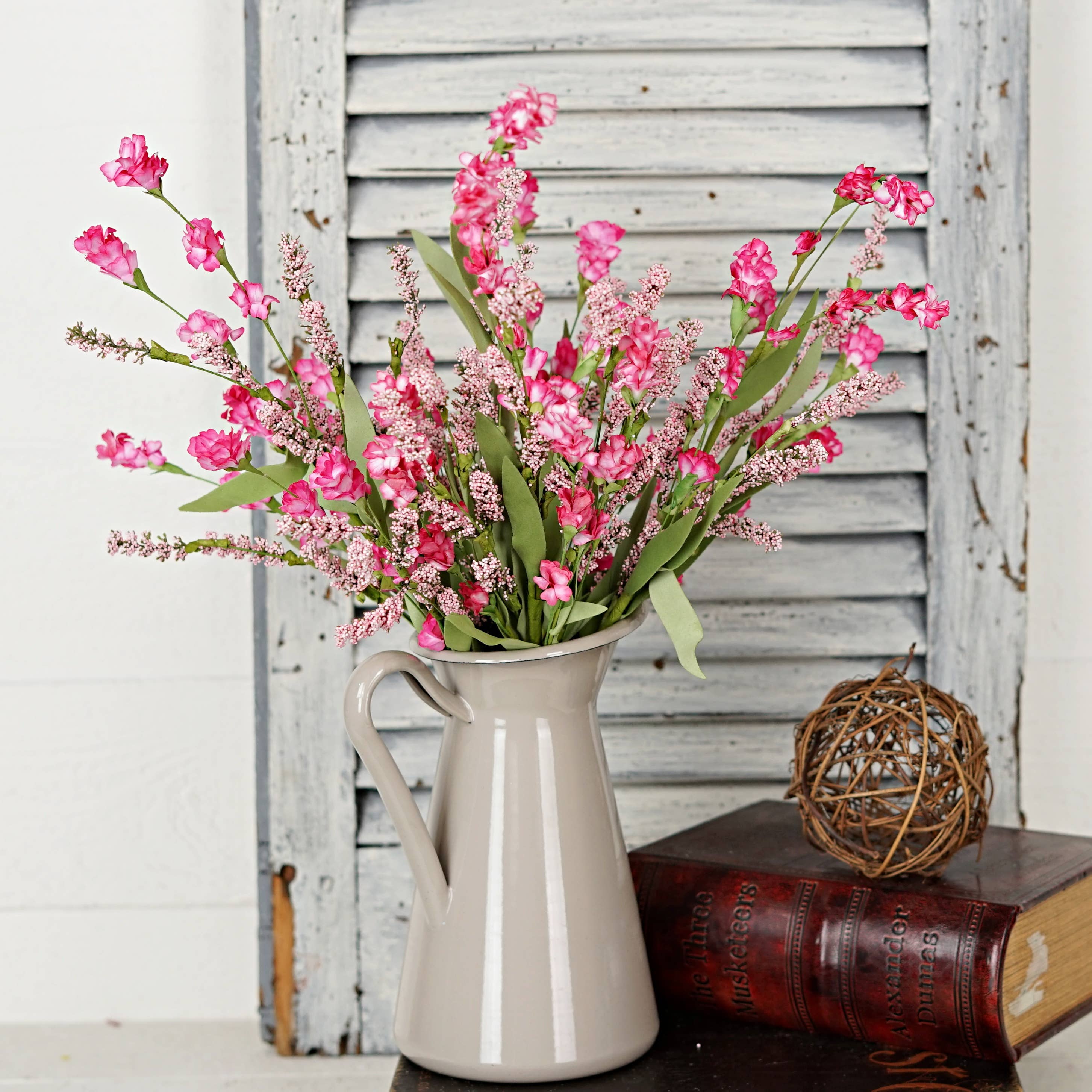 18" Wild Cluster Flower Heather Bush-Pink-Spring Floral