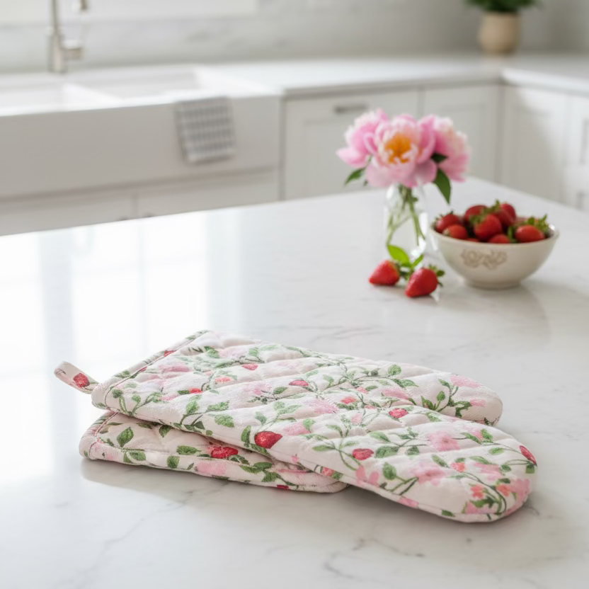 Botanical Berry Cotton Oven Mitt & Potholder Set