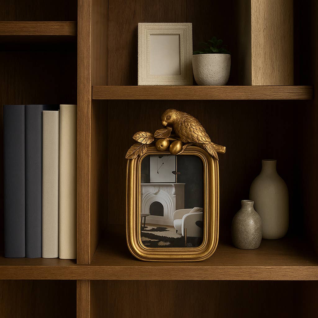Gold Bird Picture Frame | Boho Polyresin, 4×6 in.