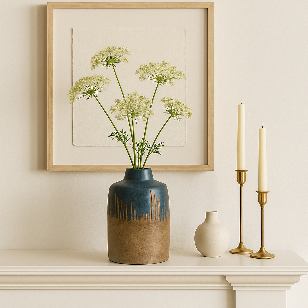 Ceramic Split-Tone Decorative Floral Vase - Blue, 12 in.