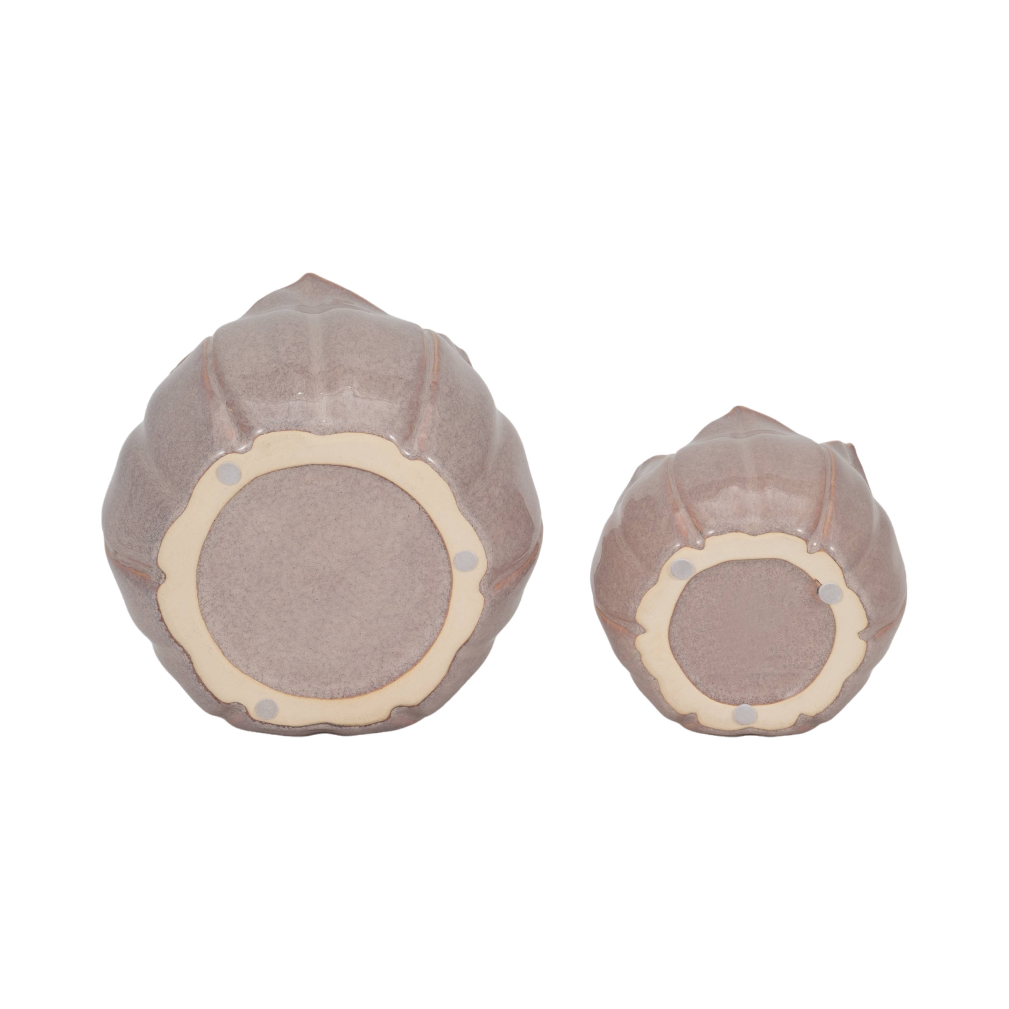 Planters Set of 2 - Purple Ceramic Sculpted Petal, 5/8 in.
