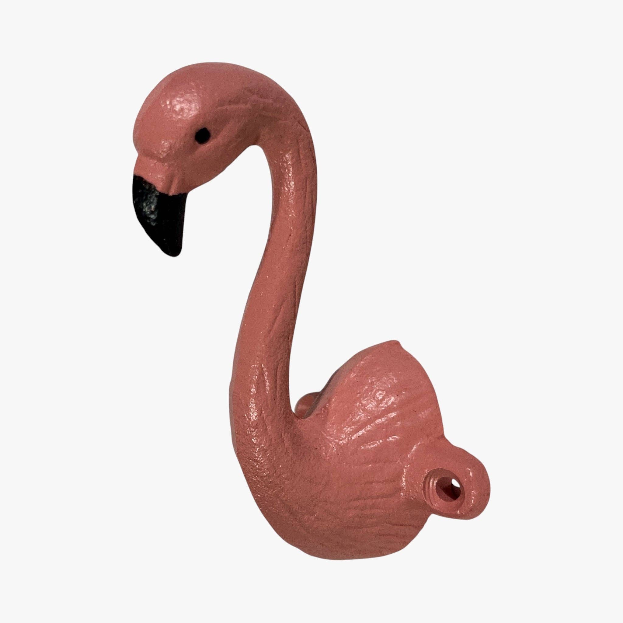 Flamingo Wall Hook Cast Iron Pink Decorative Hanger