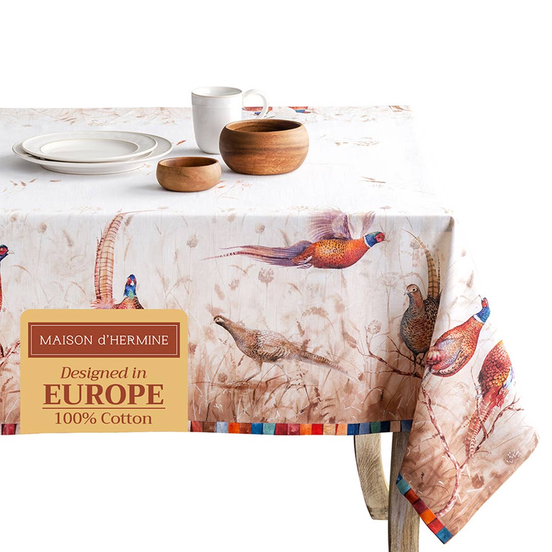 Tablecloths 100% Cotton - 3 Shapes - Faisan D'Automne