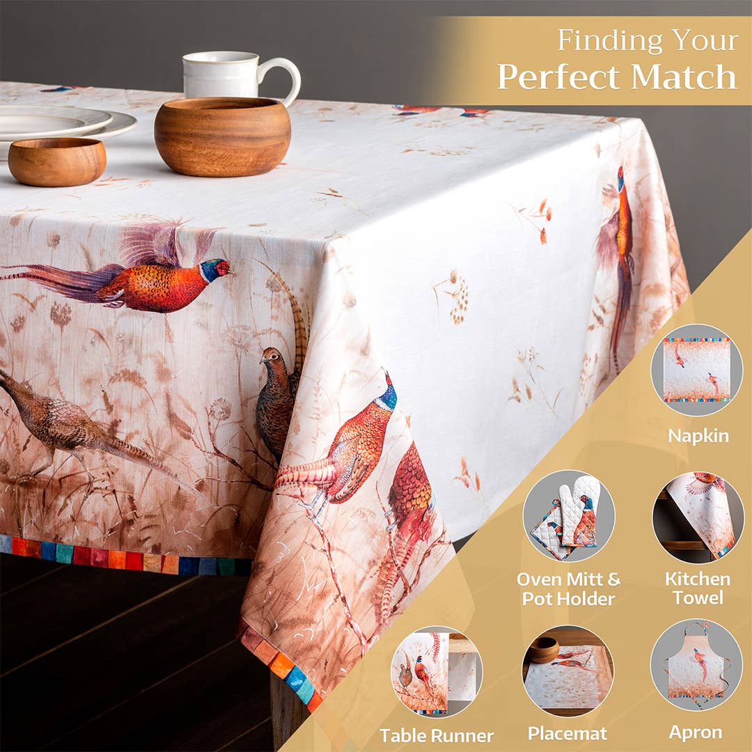 Tablecloths 100% Cotton - 3 Shapes - Faisan D'Automne