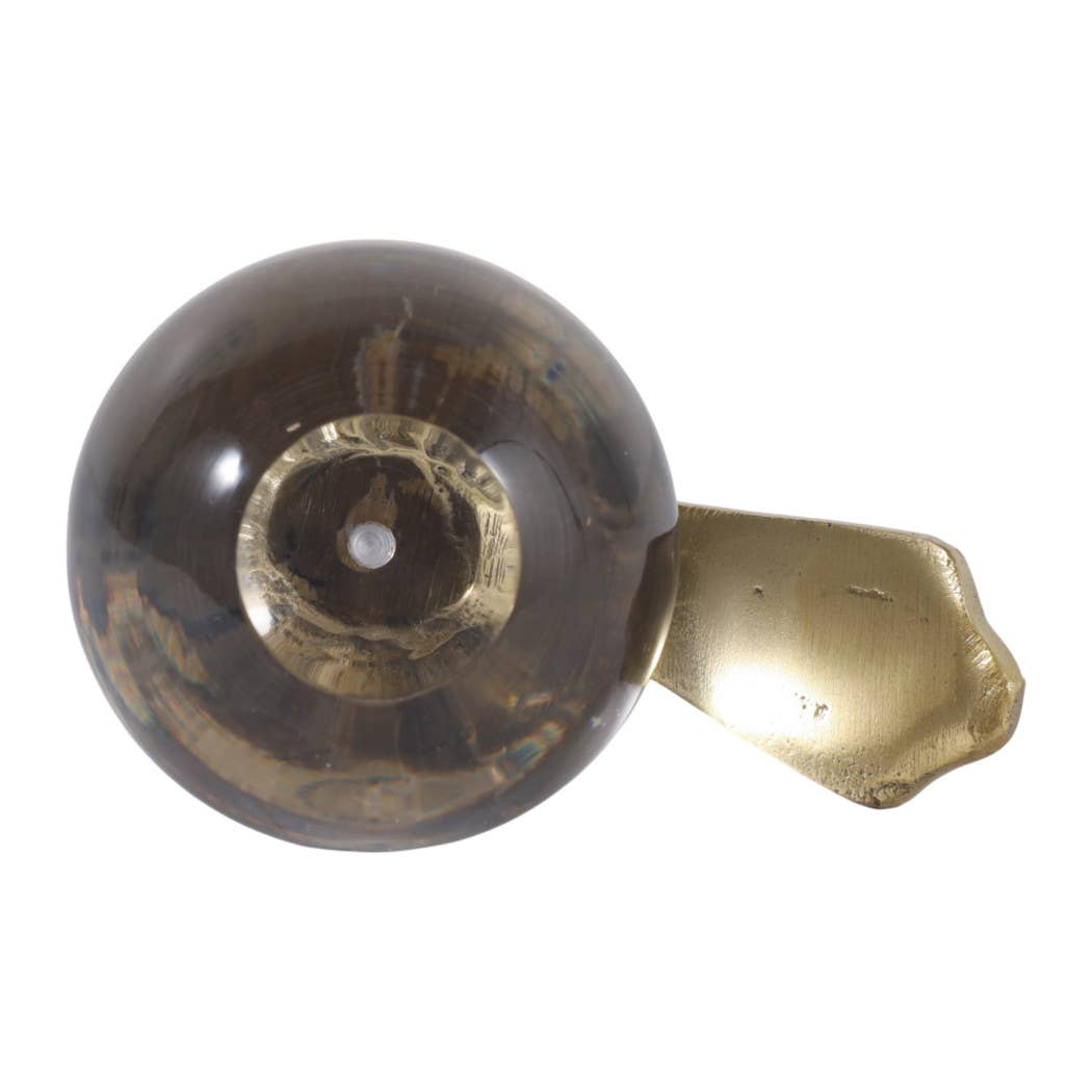 Sculpture - Gold Metal Bird Perched on Acrylic Ball, 6 in.