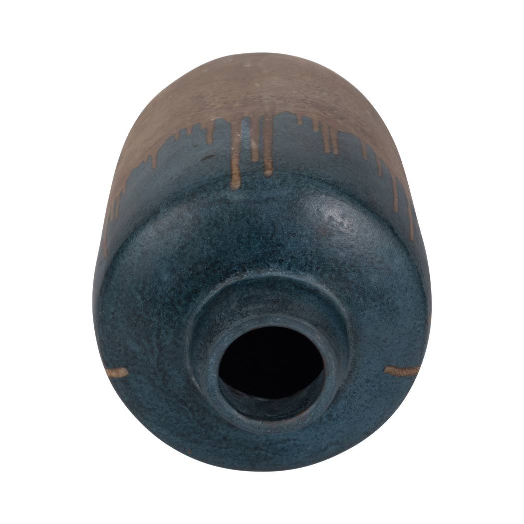 Ceramic Split-Tone Decorative Floral Vase - Blue, 12 in.