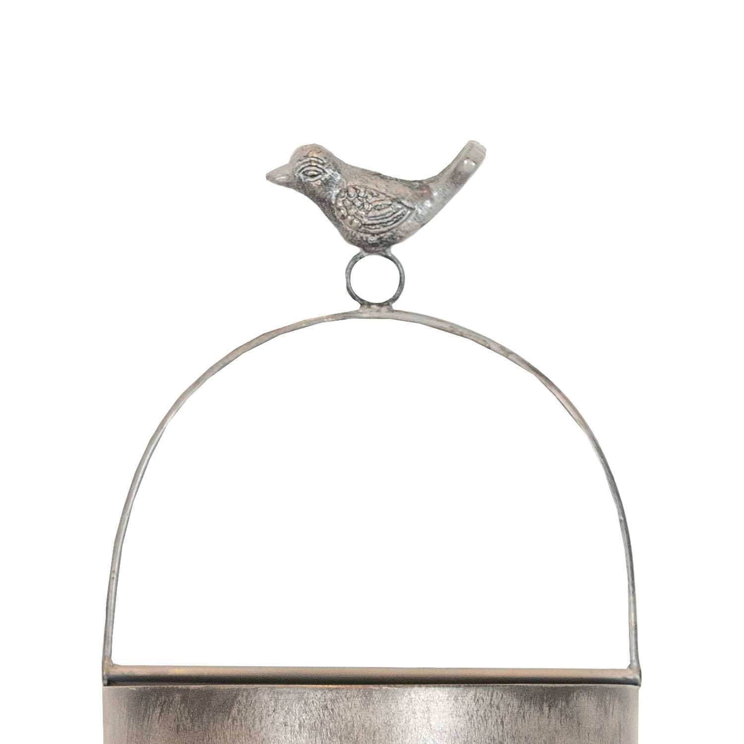 Pearl Bird Accent Wall Pocket Silver Metal