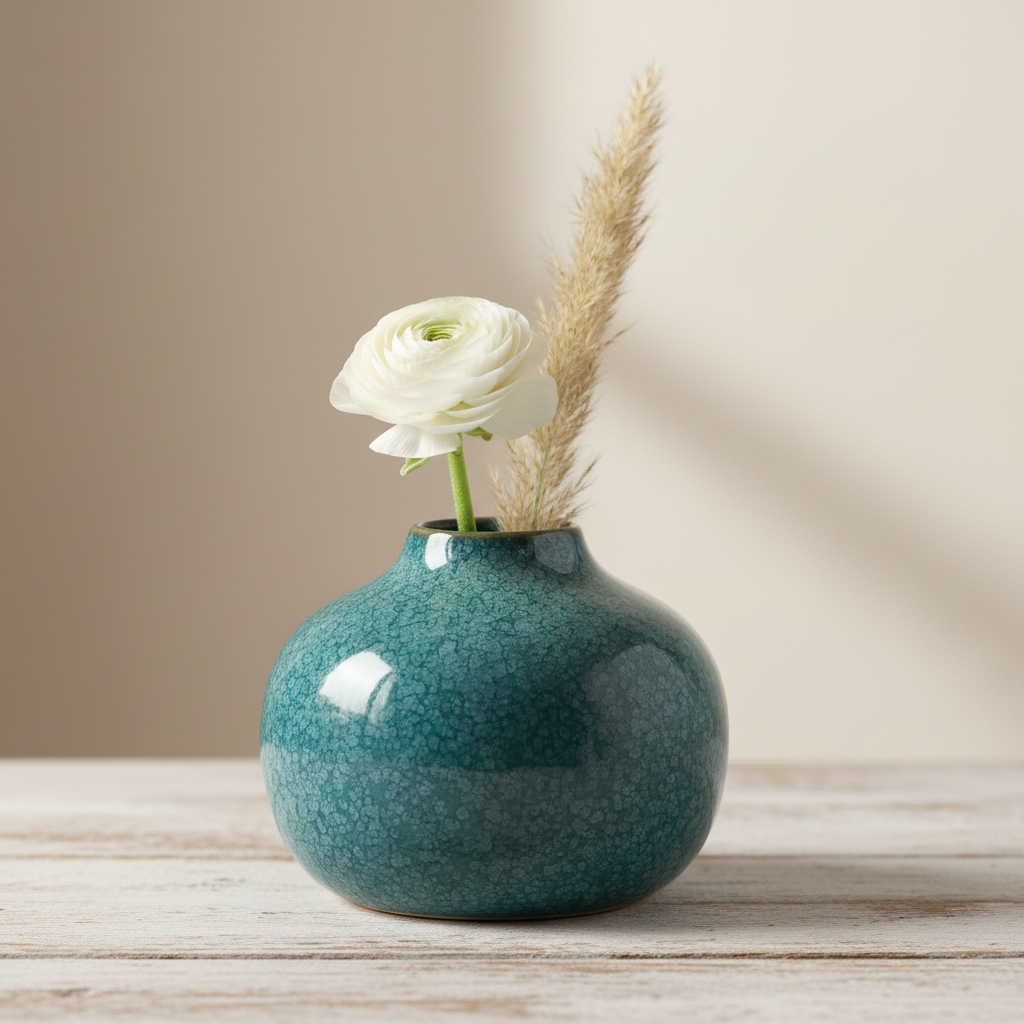 Cove Ceramic Bud Vase with Flowers