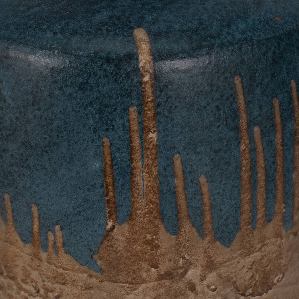 Ceramic Split-Tone Decorative Floral Vase - Blue, 12 in.