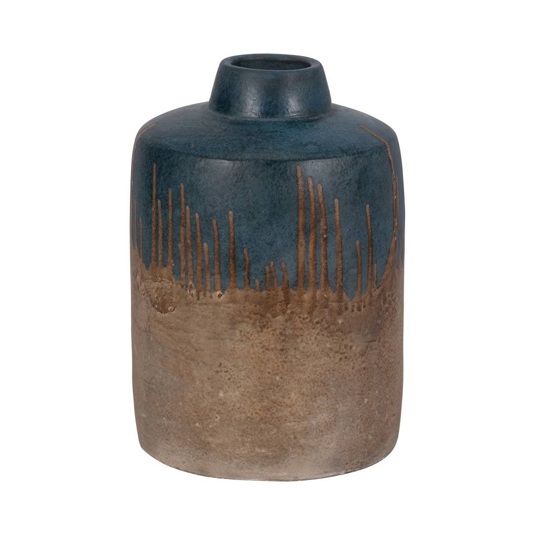 Ceramic Split-Tone Decorative Floral Vase - Blue, 12 in.