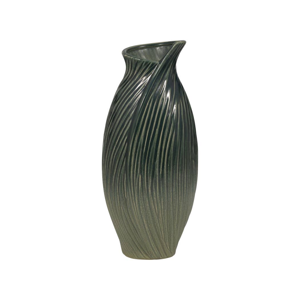 Ceramic Stylish Rubpert Contemporary Vase - Green, 16 in.