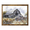 Timberland Frame Barn And Vintage Truck In Wildflower Field