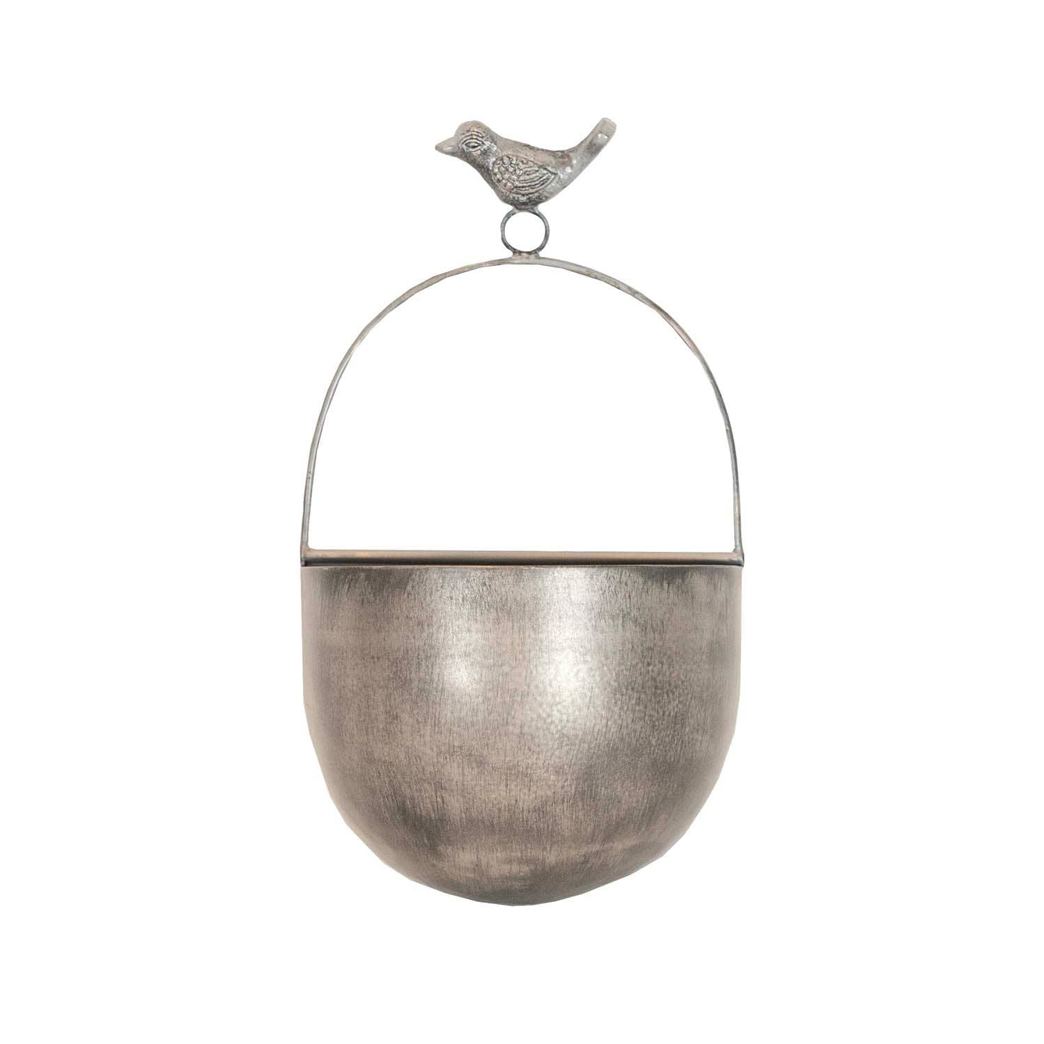 Pearl Bird Accent Wall Pocket Silver Metal